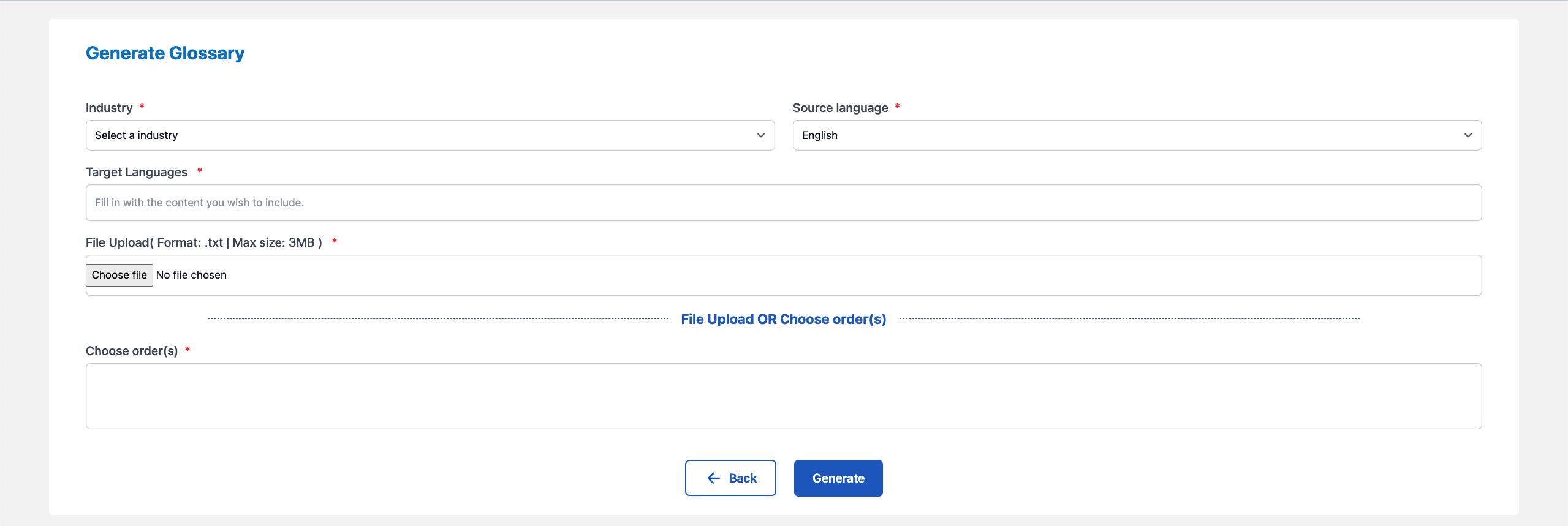 Generate Glossary